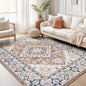 Lofus 6x9 Area Rugs for Living Room, Washable Area Rug, Rugs for Bedroom, Kitchen, Vintage Boho Carpet, Soft Non-Slip, Low Pile Large Area Rug for Office Dining Room, Floral Brown