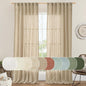 LAMIT Linen Semi Sheer Curtains 96 inches Long 2 Panels Set, Light Filtering Panels Back Tab and Rod Pocket Floor to Ceiling Curtains for Bedroom/Living Room, Brown, 52 x 96 Inch