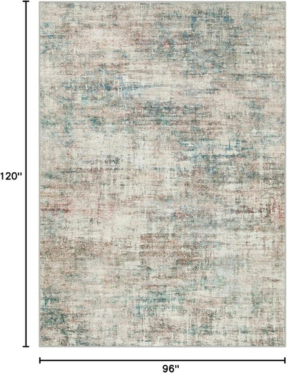 8x10 Area Rugs Washable Rug: Large Modern Abstract Living Room Rug Soft Anti-Skid Thin Carpet Indoor Floor Non-Shedding Carpets for Bedroom Dining Room Farmhouse Nursery Home Office Multi