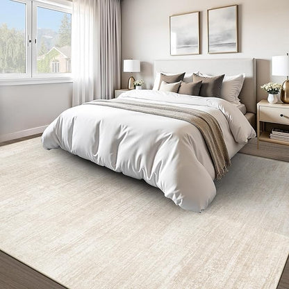 Area Rugs 8x10 for Living Room: Washable Rug Modern Abstract Neutral Soft Non-Slip Low-Pile Indoor Large Carpet for Bedroom Dining Room Playroom Home Office (Beige, 8'x10')