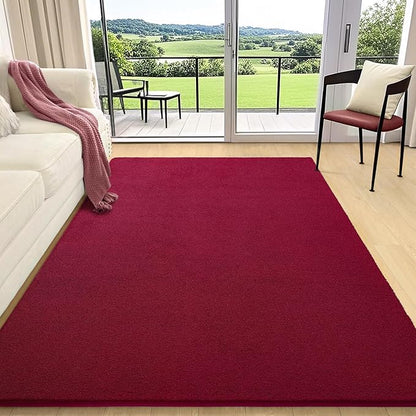 AROGAN Modern Shag Area Rug for Living Room, 5x7 Feet Washable Indoor Floor Carpet, Plush Memory Foam Bedside Rugs for Kids Girls Teens, Low Pile Decor, Wine Red