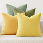 MIULEE Boho Farmhouse Yellow Green Throw Pillow Covers 18x18 Inch Set of 4 Mordern Nordic Cushion Covers Soft Corduroy Spring Home Decor for Couch Bed Sofa Living Room