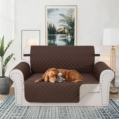 Reversible Loveseat Sofa Covers Couch Cover Furniture Protector(Loveseat Small,Chocolate/Beige)