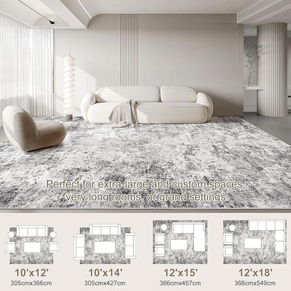 UERMEI 10x12 Area Rug Living Room Rugs - Washable Neutral Modern Abstract Soft Thin Large Rug Indoor Floor No Slip Rug Carpet for Bedroom Under Dining Table Home Office Decor - Grey