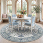 Area Rugs 7ft Washable Non-Slip, Floral Vintage Distress Print Pattern Medallion Carpet for Living Room Bedroom Dining Room, Light Blue Navy Beige Gray White