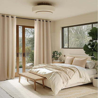 NICETOWN Room Darkening Draperies Curtains Panels, 2 Panels Biscotti Beige W52 x L90