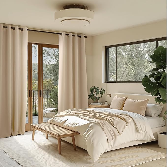 NICETOWN Room Darkening Draperies Curtains Panels, 2 Panels Biscotti Beige W52 x L63