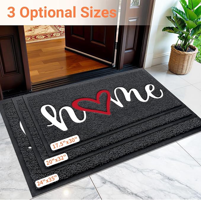 StepLively Door Mat Home Welcome Mats Outdoor and Indoor, Heavy-Duty Low-Profile Non-Slip Front Welcome Mat for Home Entrance, Outside Entry, Yard, Floor, Patio (32''x20'', Black)