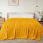 Exclusivo Mezcla King Size Flannel Fleece Blanket, Super Soft Striped Jacquard Bed Blanket, Lightweight Fuzzy Cozy for All Seasons, 90x104 Inches, Mustard Yellow