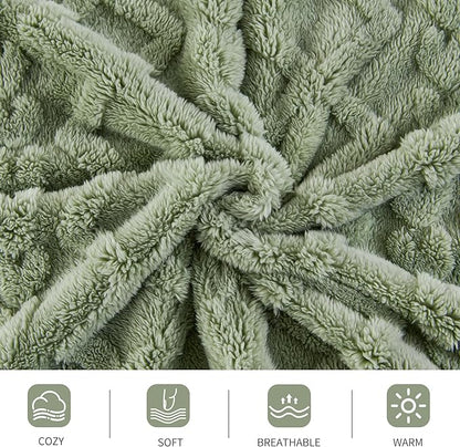 Aganear Flannel Throw Blanket - Cozy Soft Lightweight Fuzzy Blanket for Women Portable Throw Blankets for Couch, Warm Present for Birthday, Christmas, Halloween, Housewarming(50"x60", Sage Green)