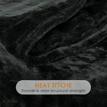 TOONOW Fleece Blanket Fuzzy Plush Throw Blanket 50" x 60", Super Soft Fluffy Bed Blanket Geometric Pattern Comfy Microfiber Flannel Blankets for Couch, Bed, Sofa, Black