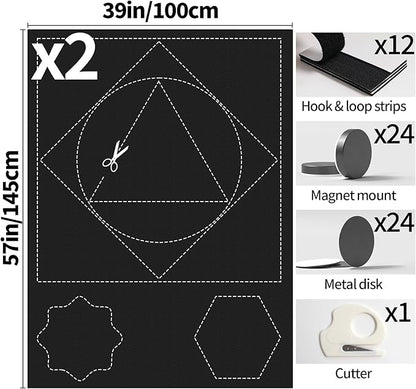 BKSAI 100% Blackout Window Cover, Portable Magnetic Black Out Curtains for Window, Black Out Shades No Drill Cuttable Blackout Blinds for Bedroom, RV, Nursery, Media Room, 39x57 inch, 2Pack