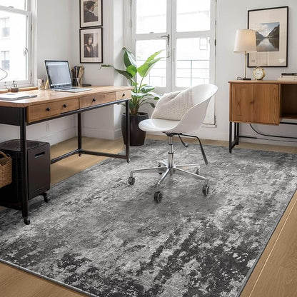 Entrance Rugs Indoor 3x5 Black Entry Rug Washable Abstract Black Small Area Rug Non-Slip Low Pile Throw Rugs for Entryway, Kitchen Floor, Front Door Indoor Door Mat, Bathroom, Bedroom Bedside