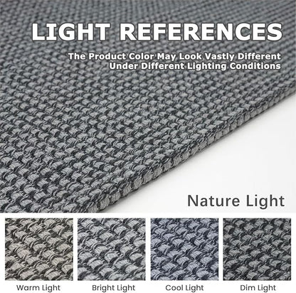 KOZYFLY Runners for Hallways 3x8 ft Washable Kitchen Runner Non Slip Rubber Backed Hall Runners Cotton Entryway Runner Rugs Floor Carpet for Indoor Backdoor Bedroom Kitchen, Grey/Dark Grey