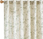 Lazzzy Green Floral Curtains 84 Inch Length Linen Farmhouse Curtain Back Tab Drapes for Living Room Bedroom Light Filtering Vintage Rod Pocket Curtains, 2 Panels, Green on Beige