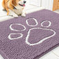 Smiry Dog Door Mat for Muddy Paws, Absorbent Dirt Trapper Non Slip Quick Dry Washable Chenille Mat for Mud Dogs, Entry Rug for Indoor and Outdoor (30x20 Inches, Deep Plum and White)