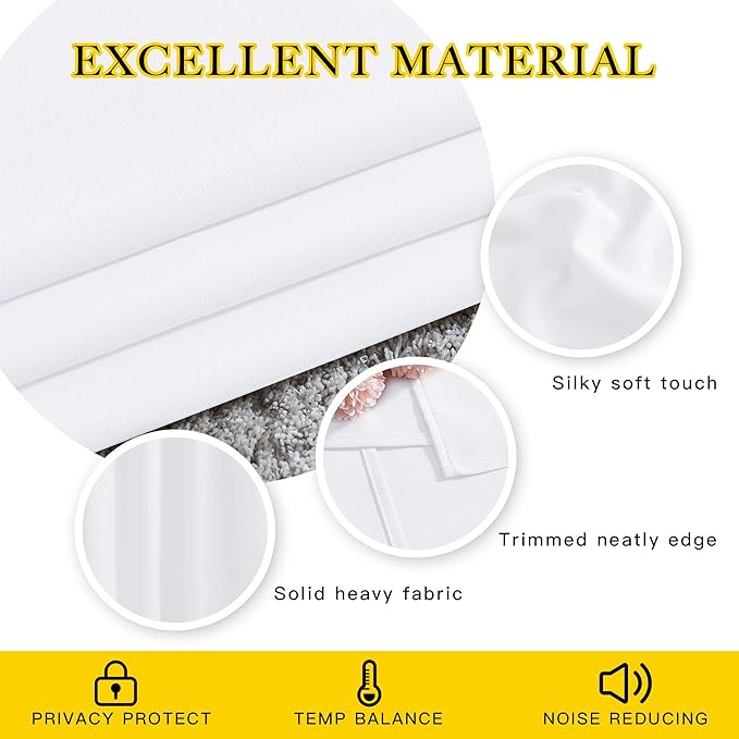 NICETOWN White Room Darkening Draperies and Curtains - Home Fashion Energy Saving Grommet Top Room Darkening Drape Panels for Bedroom (Set of 2, 66 by 90 Inch, White)