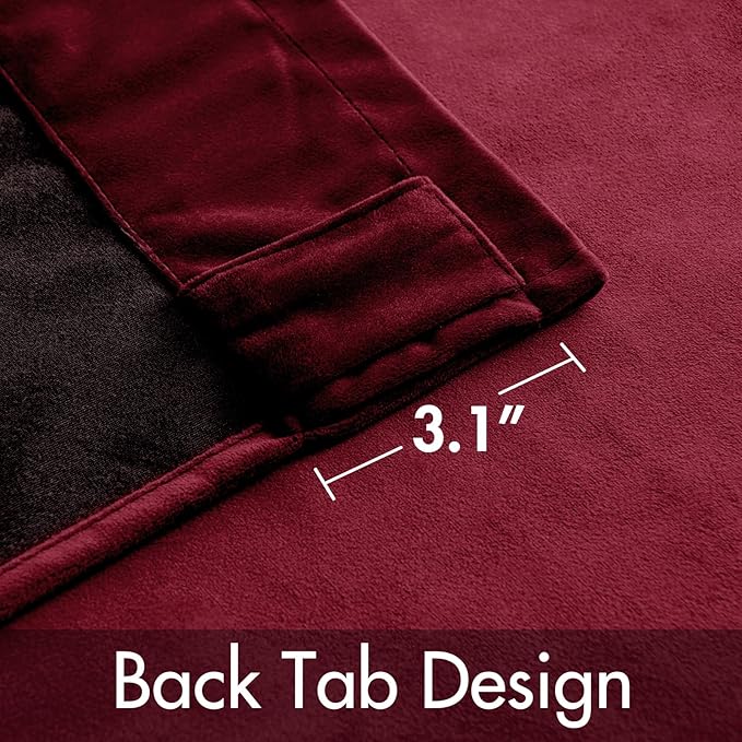 MIULEE Velvet Curtains 108 inches Long 2 Panels - Luxury Blackout Curtains for Bedroom Living Room Thermal Insulated Super Soft Christmas Decor Window Drapes Rod Pocket & Back Tab, Burgundy Red