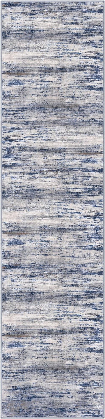 KOZYFLY Modern Abstract Washable Rug Runner 2x8 Hallway Runner Rug Non-Slip Soft Kitchen Runner Rugs, Print Grey-Blue Striped Carpet Runner for Entryway Bathroom Laundry Room Foyer