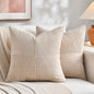 Fancy Homi 2 Packs Tan Big Decorative Throw Pillow Covers 24x24 Inch for Living Room Couch Bed Sofa, Farmhouse Boho Home Decor, Soft Corss Corduroy Patchwork Accent Square Beige Cushion Case 60x60 cm