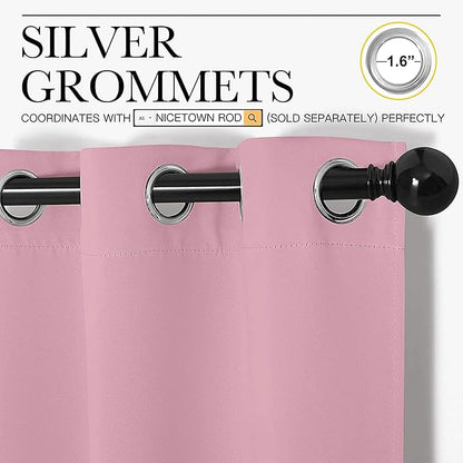 NICETOWN Blackout Curtain Panels for Bedroom, 2 Panels, W70 x L95-inch, Rouge Pink, Thermal Insulated Grommet Top Blackout Draperies and Drapes for Basement