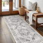 Hallway 2x5 Runner Rug - Vintage Non-Slip Long Rugs for Entryway Low-Pile Washable Medallion Runner Rugs for Hallway Waterproof Traditional Runner Rugs Indoor Thin Rug for Kitchen (Grey)