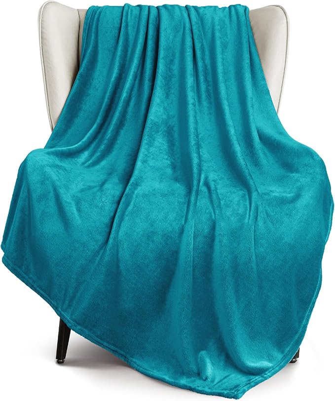 Exclusivo Mezcla Extra Large Fleece Throw Blanket for Couch, Sofa, 300GSM Super Soft and Warm Blankets, Teal Throw All Season Use, Cozy, Plush, Lightweight, 50x70 Inches