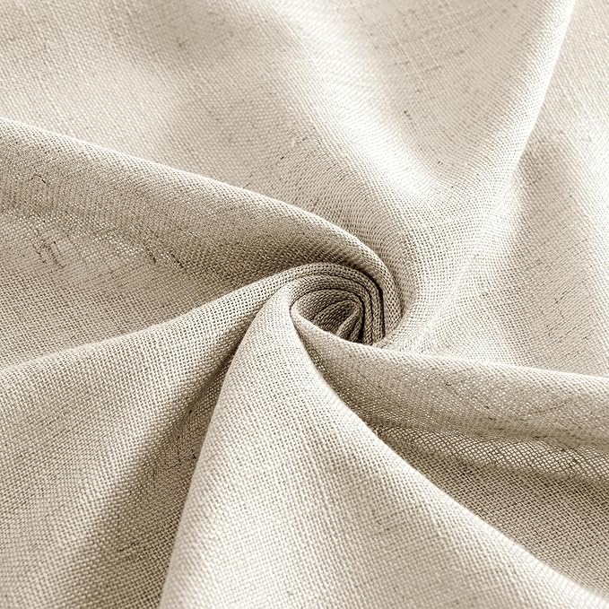 MIULEE Beige Linen Curtains 84 Inch Length 2 Panels for Bedroom Living Room, Soft Linen Textured Window Drapes Semi Sheer Light Filtering Back Tab Rod Pocket Farmhouse Modern Burlap Look Decor