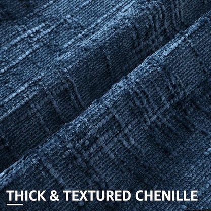 decorUhome Navy Blue Chenille Euro Sham Throw Pillow Covers 24x24 Set of 2 Textured Soft Cozy Slubby Couch Pillow Covers Modern Farmhouse Boho Decorative Pillow Cases for Bed Sofa Living Room