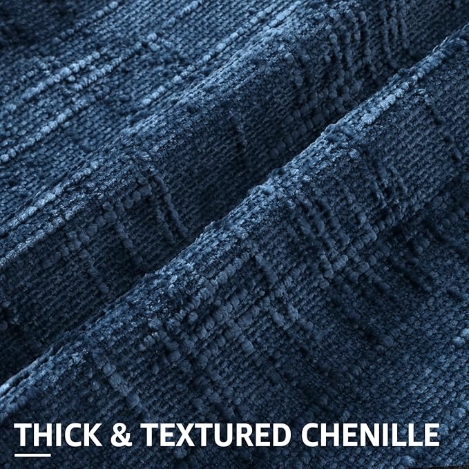 decorUhome Navy Blue Chenille Throw Pillow Covers 16x16 Set of 2 Textured Soft Cozy Slubby Couch Pillow Covers Modern Farmhouse Boho Decorative Pillow Cases for Bed Sofa Living Room