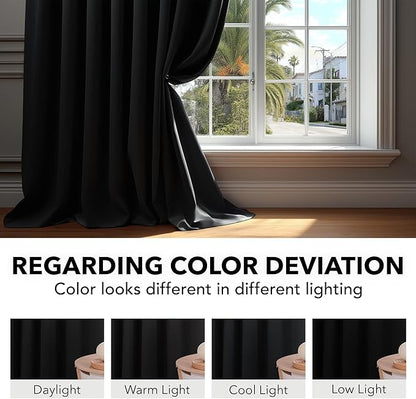 Deconovo Blackout Curtains, Thermal Insulated, W38 x L84 2 Panels, Back Tab, Machine Washable, Room-Darkening Drapes for Bedroom/Living Room Black