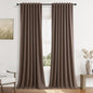 Guken 100% Blackout Curtains 102 Inch Length 2 Panels Set for Living Room Bedroom Back Tab Thermal Insulated Black Out Linen Drapes Room Darkening Mocha Mousse,52x102