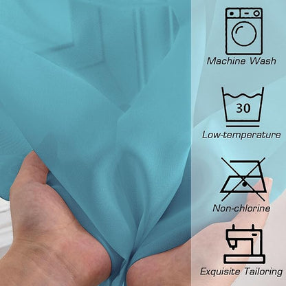 Simplebrand Turquoise Sheer Curtains 72 Inches Long 2 Panels for Living Room, Rod Pockets Airy Window Treatments Voile Sheer Curtains Panels Lightweight for Front Back Patio Glass Door, 42" Width