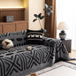 HANDONTIME Boho Couch Cover Blanket Geometric Striped Pet Covers for Couches and Sofas Dark Grey and Black Dog Cover for Couch Pet Friendly Chenille Sectional Sofa Covers for Pets Washable, 71" X134"