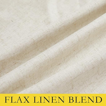 NICETOWN Extra Long Natural Linen 100% Blackout Curtains 120 inches Length 2 Panels Set with Thermal Insulated Liners, 62" Width, Farmhouse Style Window Draperies for Patio Sliding Glass Door
