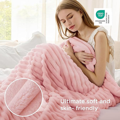 Bedsure GentleSoft Coral Pink Fleece Twin Blanket for Couch - Super Soft Cozy Blankets for Women, Cute Small Blanket for Girls, 60x80 Inches