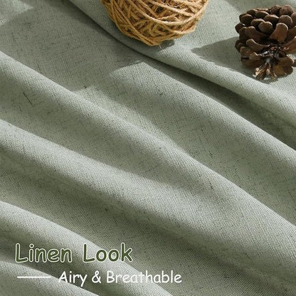 Desert Sage Linen Curtains for Living Room 94 Inches Long Light Filtering Semi Sheer Curtain Back Tab Rustic Farmhouse Decor Elegant Luxury Boho Drapes for Bedroom Dinner Room 52x94, 2 Panels