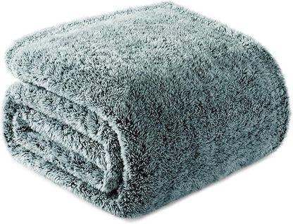 Exclusivo Mezcla Plush Fuzzy Fleece Throw Blanket Extra Large, Super Soft, Fluffy and Warm Blankets for Couch, Bed, All Season (Mixed Green, 50x70 inches)