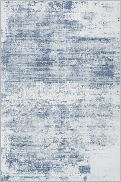 5x7 Area Rugs Washable Rug: Modern Abstract Living Room Rug Soft Anti-Skid Thin Carpet Indoor Floor Non-Shedding Carpets for Bedroom Dining Room Farmhouse Nursery Home Office - Blue White