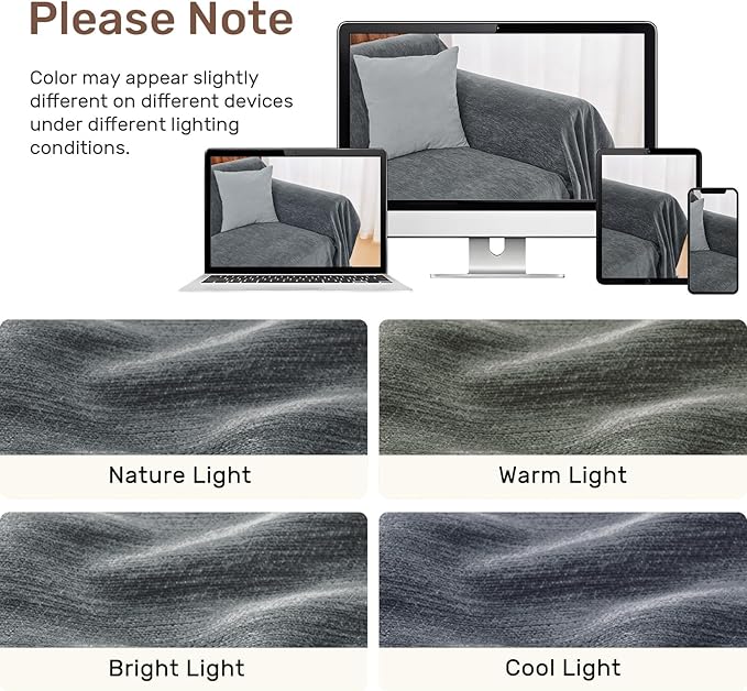 Sectional Couch Covers, 2 Pieces Washable L Shaped Couch Covers Sofa Blanket for Dogs Pet Friendly Sectional Sofa Slipcovers Furniture Covers,71"x118"+91"x134",(XXX-Large,Dark Gray)