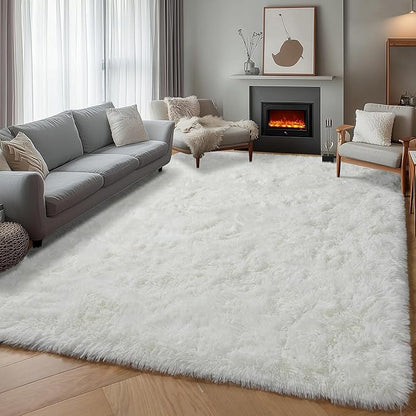 ONASAR Cream White Area Rugs for Bedroom Living Room, Fluffy 4x6 Indoor Bedside Floor Throw Rug, Soft Plush Shaggy Carpet for Nursery Kids Girls Boys Teen Dorm Home Office Decor Aesthetic