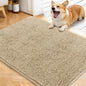 OLANLY Dog Door Mat for Muddy Paws 40x32, Absorbs Moisture and Dirt, Absorbent Non-Slip Washable Doormat, Quick Dry Chenille Mud Mat for Dogs, Entry Indoor Entryway Carpet for Inside Floor, Beige