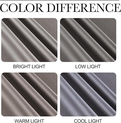 NICETOWN Room Darkening Cafe Satin Curtains for Small Windows, 42" Wide by 36" Long, 2 Panels, Chrome Gray, Rod Pocket Privacy Blackout Drapes for Laundry Room