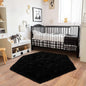 4x4.6 Feet Black Hexagon Rugs for Bedroom, Ultra Soft Fluffy Hexagon Area Rug for Kids Room, Cute Shag Rugs for Boys Girls Room, Fuzzy Plush Carpet for Tent Castle Home Decor