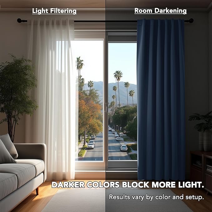Deconovo Blackout Curtains, Thermal Insulated, W70 x L63 2 Panels, Back Tab, Machine Washable, Room-Darkening Drapes for Bedroom/Living Room Stone Blue