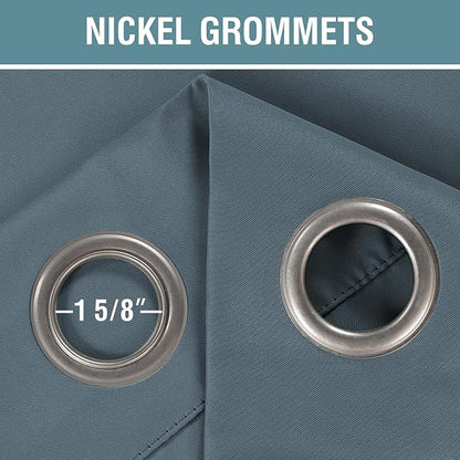 H.VERSAILTEX Blue Curtains/Drapes Blackout for Bedroom Room Darkening Thermal Curtains for Living Room Noise Reducing Sound Proof Solid Grommet Curtain (One Panel, Stone Blue, 52" W x 90" L)