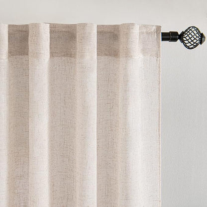 MIULEE Farmhouse Kitchen Curtains 30 Inch Length 2 Panels, Soft Thick Linen Textured Natural White Semi Sheer Light Filtering Short Cafe Tier Curtains for Small Half Window Back Tab Rod Pocket