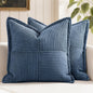 MIULEE Blue Corduroy Pillow Covers 16x16 Inch with Splicing Set of 2 Soft Boho Striped Pillow Covers Broadside Decorative Textured Summer Coastal Pillowcases for Couch Cushion Bed Livingroom
