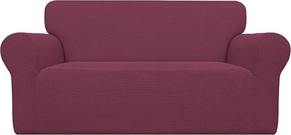 Easy-Going Stretch Loveseat Slipcover 1-Piece Sofa Cover Furniture Protector Couch Soft with Elastic Bottom for Kids Polyester Spandex Jacquard Fabric Small Checks (Loveseat, ASH Rose)