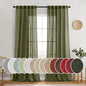 MIULEE Light Olive Green Linen Curtains 90 Inch Long 2 Panels for Bedroom Living Room, Soft Linen Textured Natural Window Drapes Semi Sheer Light Filtering Back Tab Rod Pocket Burlap Look Decor